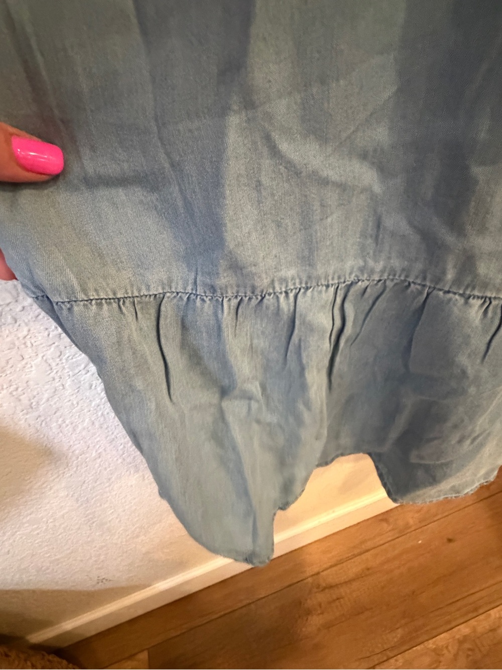 Blu Pepper Light Blue Chambray Tiered Maxi with Tie Straps LIKE NEW SIZE L - Picture 6 of 12